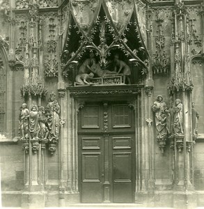 France Strasbourg Cathedral Door Old Stereoview Photo NPG 1900