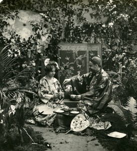 Germany Scene de genre Japanese Costumes Old Stereoview Photo NPG 1900