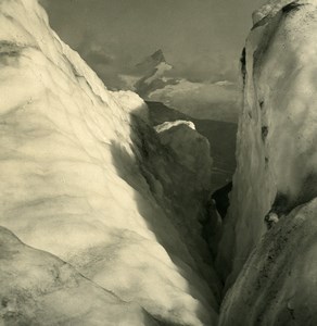 Switzerland Alps Breithorn Crevasse Old Stereoview photo NPG 1900