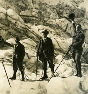 Switzerland Alps Breithorn mountaineers Old Stereoview photo NPG 1900