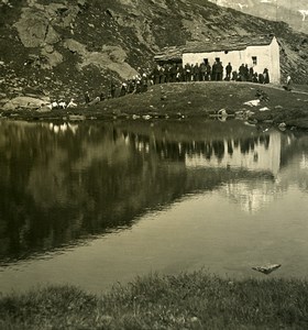 Switzerland Alps Zermatt Schwarzsee Outdoor Mass? Old Stereoview photo NPG 1900