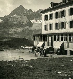 Switzerland Alps Zermatt Hotek Schwarzsee Gabelhorn Stereoview photo NPG 1900