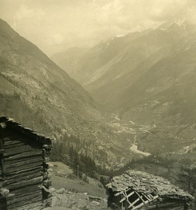 Switzerland Alps Zermatt Valley Mischabelhorner Old Stereoview photo NPG 1900
