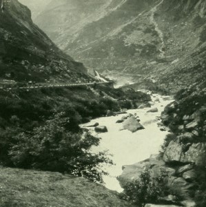 Switzerland Alps in the Schollenen Göschenen Old Stereoview photo NPG 1900