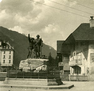 France Alps Chamonix Saussure Monument Old Stereoview photo 1900