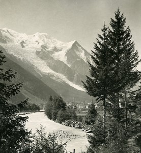 France Alps Arve River & Mont Blanc Old Stereoview photo Wehrli 1900