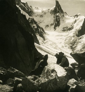Alps Mont Blanc Massif Dent du Géant Tacul Old Stereoview photo NPG 1900