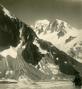 France Alps Mont Blanc Massif Talèfre Glacier Old Stereoview photo NPG 1900