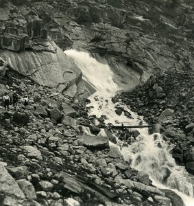 France Alps Chamonix Mauvais Mountain stream Old Stereoview photo NPG 1900