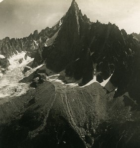 France Alps Mont Blanc Dru & Montanvert Signal Old Stereoview photo NPG 1900