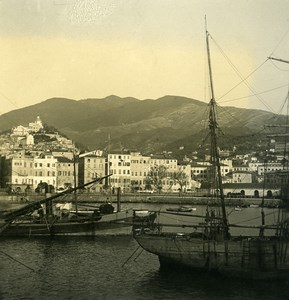 Italy Sanremo Harbor Sailboats Old Stereoview photo NPG 1900