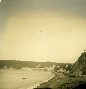 Italy Arenzano Beach panorama Old Stereoview photo NPG 1900