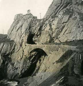 Italy Voltri Arenzano Tunnel Bridge Old Stereoview photo NPG 1900