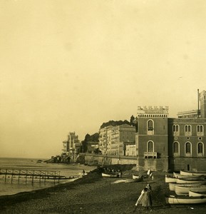 Italy Pegli the Beach boats Old Stereoview photo NPG 1900