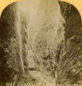 Switzerland Grindelwald Chine Schlucht Old Stereoview photo Gabler 1885