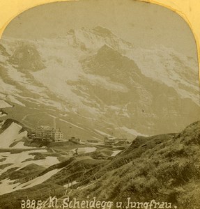 Switzerland Jungfrau Scheidegg Old Stereoview photo Gabler 1885