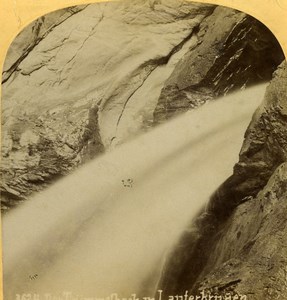 Switzerland Lauterbrunnen Trummelbach Falls Old Stereoview photo Gabler 1885