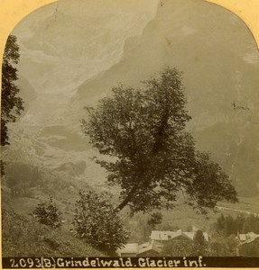 Switzerland Grindelwald lower glacier Old Stereoview photo Gabler 1885