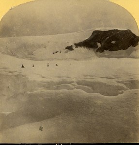 Switzerland Mountaineers on the Lasi ? Summit Old Stereoview photo Gabler 1885