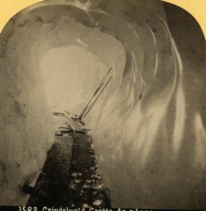 Switzerland Grindelwald ice Cave Tunnel Old Stereoview photo Gabler 1885