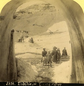 Switzerland Ice Cave on the Eiger Glacier Old Stereoview photo Gabler 1885