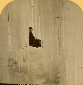 Switzerland Natural ice Cave Glacier Old Stereoview photo Gabler 1885