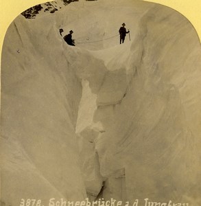 Switzerland Ice Bridge on the Jungfrau Old Stereoview photo Gabler 1885