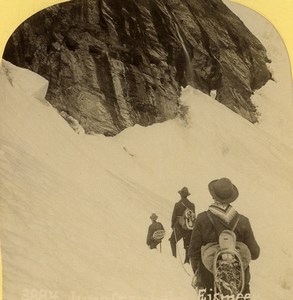 Switzerland Mountaineers Base of the Jungfrau Stereoview photo Gabler 1885