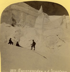 Switzerland Ice Pyramids on the Jungfrau Old Stereoview photo Gabler 1885