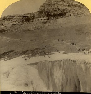 Switzerland Mountaineers on the Eiger Glacier Old Stereoview photo Gabler 1885