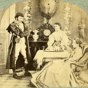 United Kingdom Whisky & Tea Time Scene de Genre Old Stereoview Photo 1860