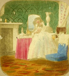 United Kingdom Young Woman Scene de Genre Old Stereoview Photo 1860
