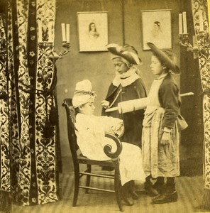 France Children Scene de Genre Doctor and clyster Old Stereoview Photo 1860's