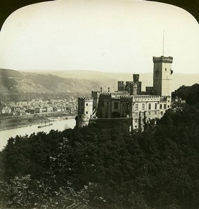 Germany Stolzenfels Rhine Castle Old White Stereoview Photo 1900