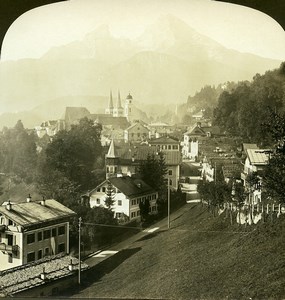 Germany Bavaria Berchtesgaden Watzmann Old White Stereoview Photo 1900