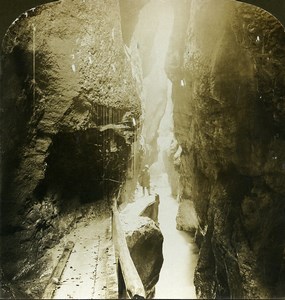 Germany Bavaria Partnachklamm Partnach Gorge Old White Stereoview Photo 1900