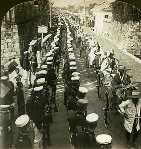 Hiroshima Buddhist Procession Officers Killed at Port Arthur Stereoview Photo