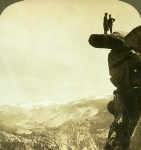 USA Yosemite Valley Glacier Rock Old Young Stereoview Photo 1900