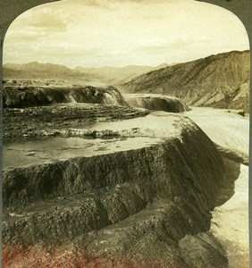 USA Yellowstone Park Jupiter Terrace Old Young Stereoview Photo 1900