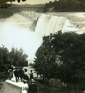 USA Niagara Falls from Luna Island American Stereoscopic Stereoview Photo 1900