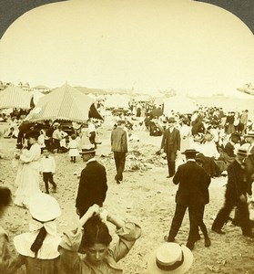 USA New York Coney Island Beach Milford Wright Excelsior Stereoview Photo 1900