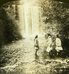 USA Minnesota Minnehaha Falls Old White Stereoview Photo 1900