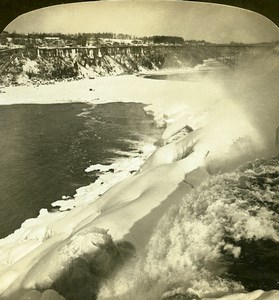 USA Niagara Falls from Luna Island Old White Stereoview Photo 1900