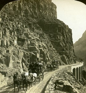 USA Yellowstone Park gorge to Bunsen Peak Old White Stereoview Photo 1900