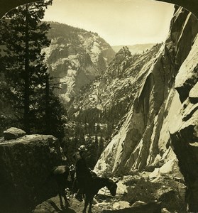 California Yosemite Nevada Trail Merced Canyon old White Stereoview Photo 1900