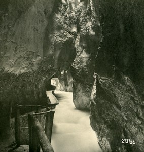 Germany Bavarian Alps Partnachklamm Old NPG Stereoview Photo 1906