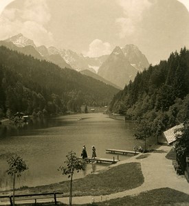 Germany Bavarian Alps Riessersee Old NPG Stereoview Photo 1906