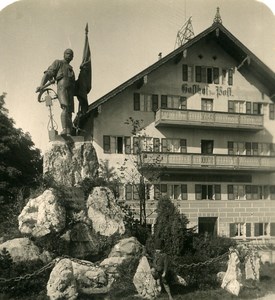 Germany Bavarian Alps Kochel Hotel Monument Old NPG Stereoview Photo 1906