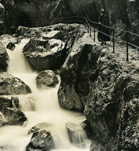 Germany Bavarian Alps Höllentalklamm Gorge Old NPG Stereoview Photo 1906