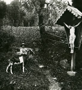 Austria Tyrol Idyll Religion Cross Old Stereoview Photo 1906